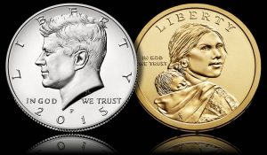 2015 Kennedy Half-dollar and Native Amercain $1 Coin