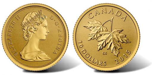 2015 Maple Leaves Gold Coin with 1965 Effigy of Queen Elizabeth II