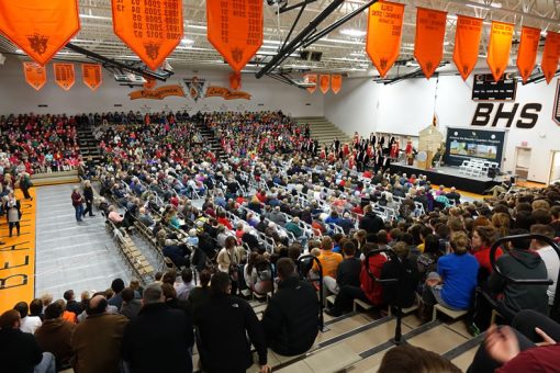 Homestead Quarter Ceremony Crowd in Beatrice High School Gymnasium