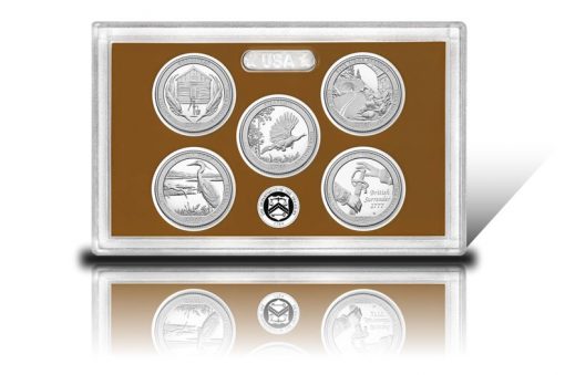 Lens and coins of 2015 America the Beautiful Quarters Proof Set