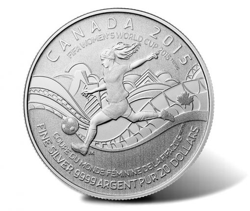 2015 $20 FIFA Women's World Cup Canada Silver Coin
