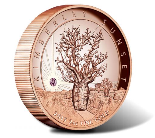 2015 $500 Kimberly Sunset 2 Oz Pink Gold High Relief Coin