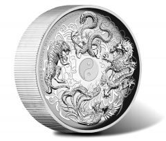 Chinese Ancient Mythical Creatures on 5 Oz Silver Coin