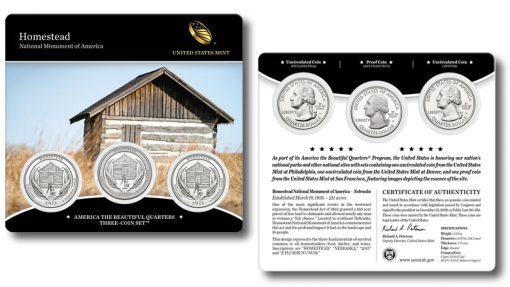 2015 Homestead National Monument Quarters Three-Coin Set - Front and Back Side