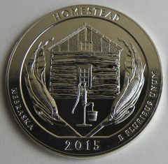 2015 Homestead National Monument of America Five Ounce Silver Bullion Coin, Reverse
