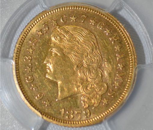 Close up recovered 1879 Stella gold coin