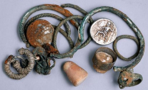 Coins and artifacts from Israel cave