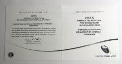 Homestead 5 Oz Silver Uncirculated Coin, Certificate of Authenticity