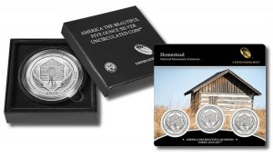 Homestead 5 oz Silver Uncirculated Coin and Homestead Quarters Three-Coin Set