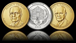 Truman $1, Homestead Quarter and Eisenhower $1
