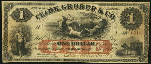 $1 1862 note issued by Clark, Gruber & Co.