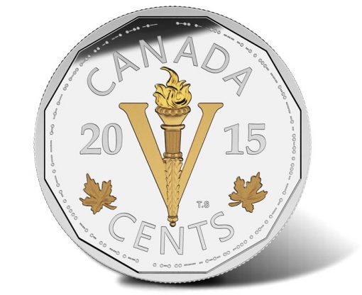 Canadian 2015 5-Cent Victory Silver Coin - Reverse