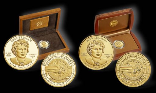 Proof and Uncirculated 2015 Bess Truman First Spouse Gold Coins and Cases