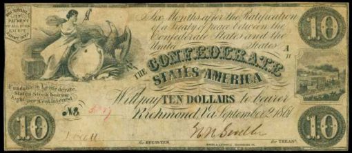 T-27, Confederate Currency. 1861 $10