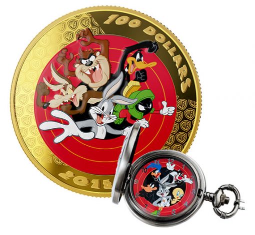 2015 $100 Bugs Bunny and Friends Gold Coin, Plus Watch