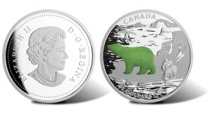 2015 $20 Polar Bear Silver Coin with Canadian Jade