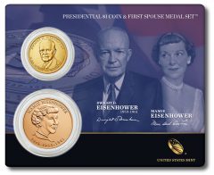 Eisenhower Presidential $1 Coin & First Spouse Medal Set