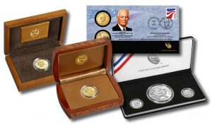 Mamie gold coins, Ike cover and silver set