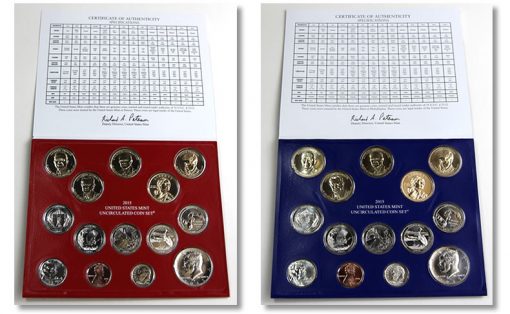 Photo of Folders and Coins of 2015 US Mint Uncirculated Coin Set