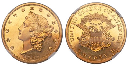 1859 $20 Liberty Double Eagle