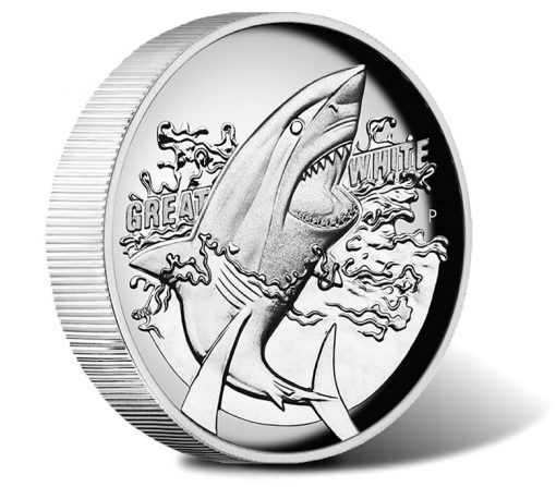 2015 $1 Great White Shark Silver Proof High Relief Coin