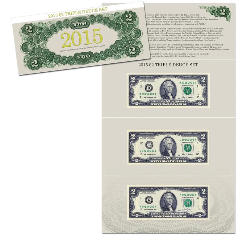 2015 $2 Triple Deuce Currency Set （Sold Out ）in BEP