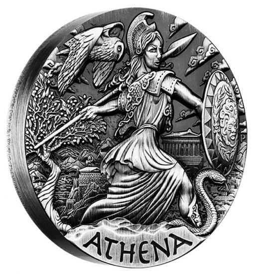 2015 Athena High Relief 2 oz Silver Coin - Reverse