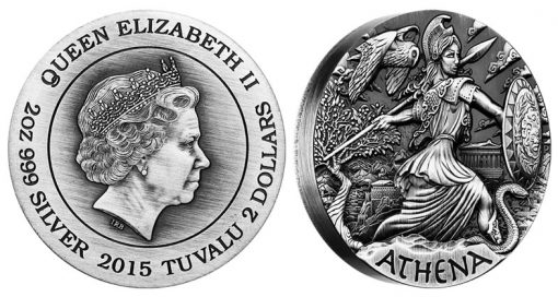 2015 Athena High Relief Silver Coin, Goddesses of Olympus Series