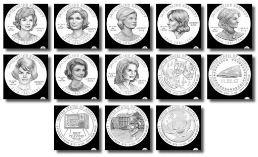 Design candidates for Jacqueline Kennedy First Spouse Gold Coins
