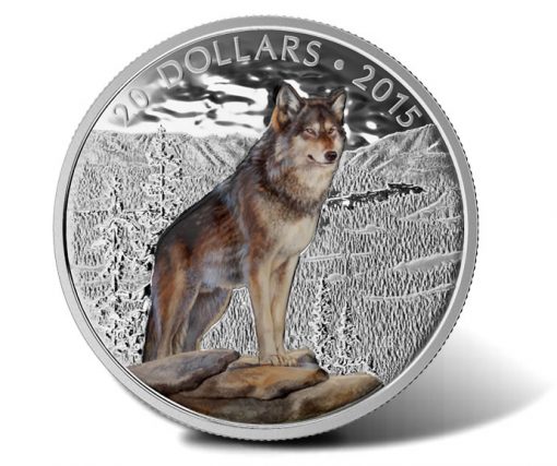 2015 $20 Imposing Alpha Wolf Silver Coin