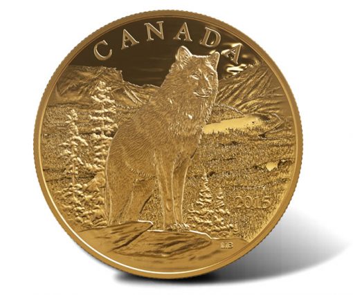 2015 $350 Imposing Alpha Wolf Gold Coin