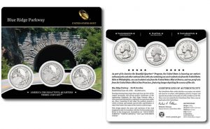 Three-Coin Set of 2015 Blue Ridge Parkway Quarters