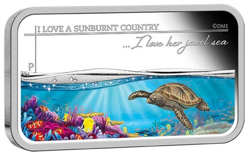 2015 I Love Her Jewel Sea Silver Rectangle Coin