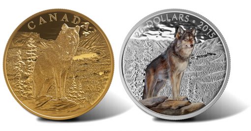 2015 Imposing Alpha Wolf Gold and Silver Coins