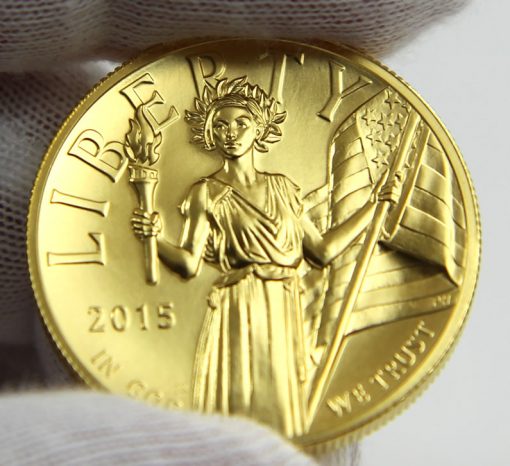 2015-W $100 American Liberty High Relief Gold Coin, Obverse in Hand