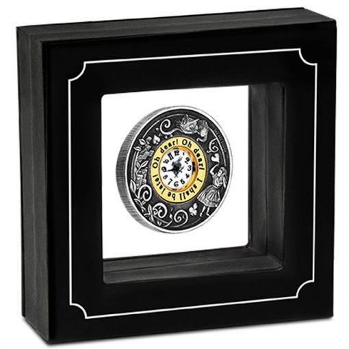 Alice’s Adventures in Wonderland 2015 Silver Antiqued Clock Coin and Presentation Case