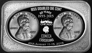CONECA Lincoln Doubled Die Silver Bars for 60th Anniversary