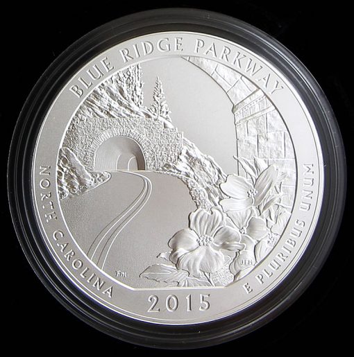 Collector 2015-P Blue Ridge Parkway Five Ounce Silver Uncirculated Coin