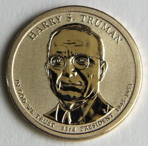 Photo of 2015-P Reverse Proof Harry S. Truman Presidential $1 Coin, Obverse