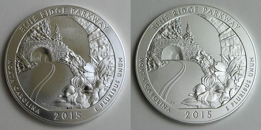2015 Blue Ridge Parkway 5 Oz Silver Bullion and Uncirculated Coins, Reverses