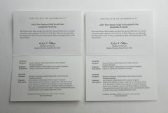 Certificate of Authenticities for Jacqueline Kennedy Gold Coins
