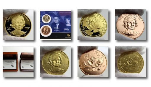 Jacqueline Kennedy First Spouse Gold Coin and Bronze Medal Photos