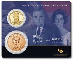 Johnson Presidential $1 Coin & First Spouse Medal Set