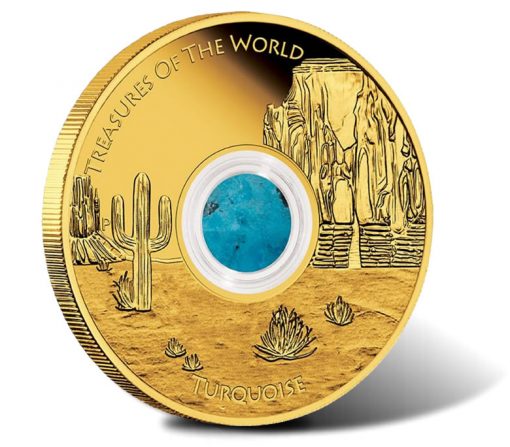 North America 2015 1oz Gold Proof Locket Coin with Turquoise
