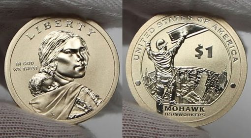 Obverse and reverse of a 2015-W Enhanced Uncirculated Native American $1 Coin