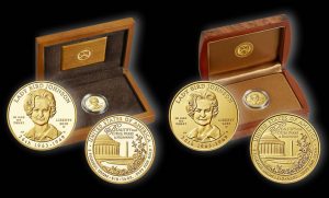 Proof and Uncirculated 2015 Lady Bird Johnson First Spouse Gold Coins and Presentation Cases