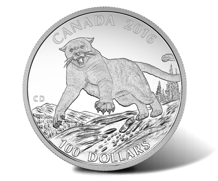 Muskox Wildlife in Motion Series 2016 Canada $100 for $100 Fine Silver Coin
