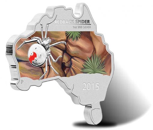 2015 Australian Map Shaped Redback Spider Silver Coin