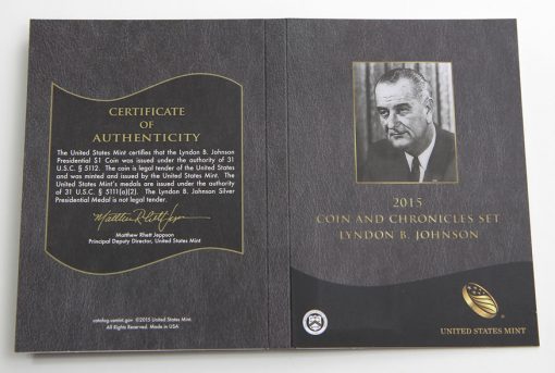 2015 Lyndon B. Johnson Coin and Chronicles Set, Certification