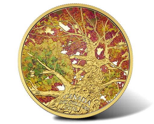 2016 Maple of Canopy Kaleidoscope of Color 2 oz Gold Coin, Reverse